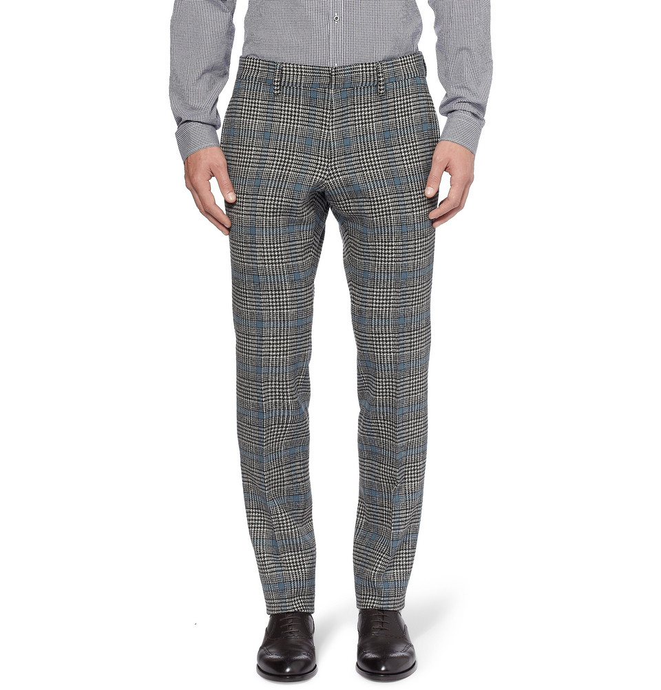Lyst - Gucci Slim-Fit Prince Of Wales Check Wool Suit Trousers in Gray ...