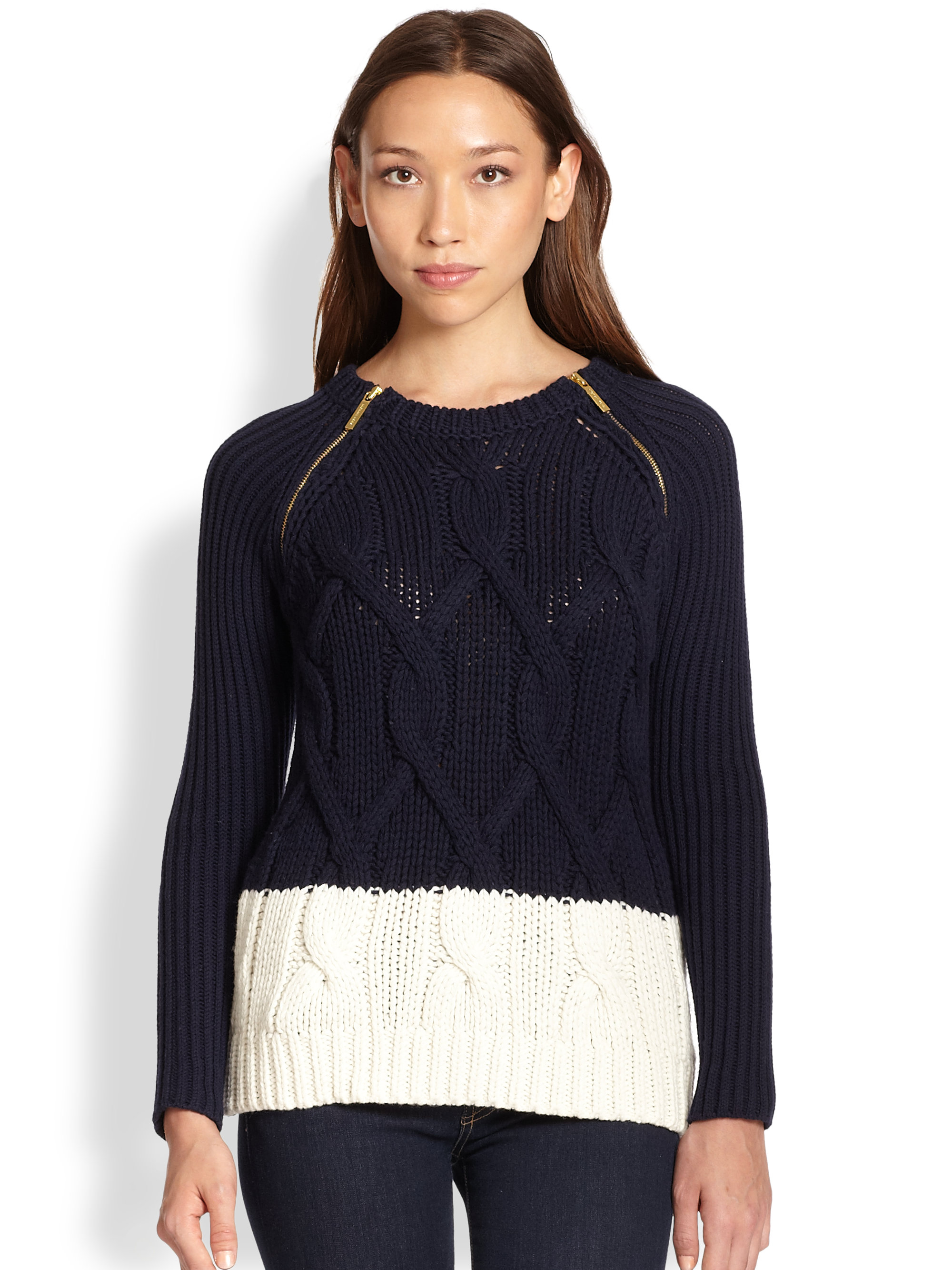 Lyst - Michael Michael Kors Colorblock Raglan Sweater in Black