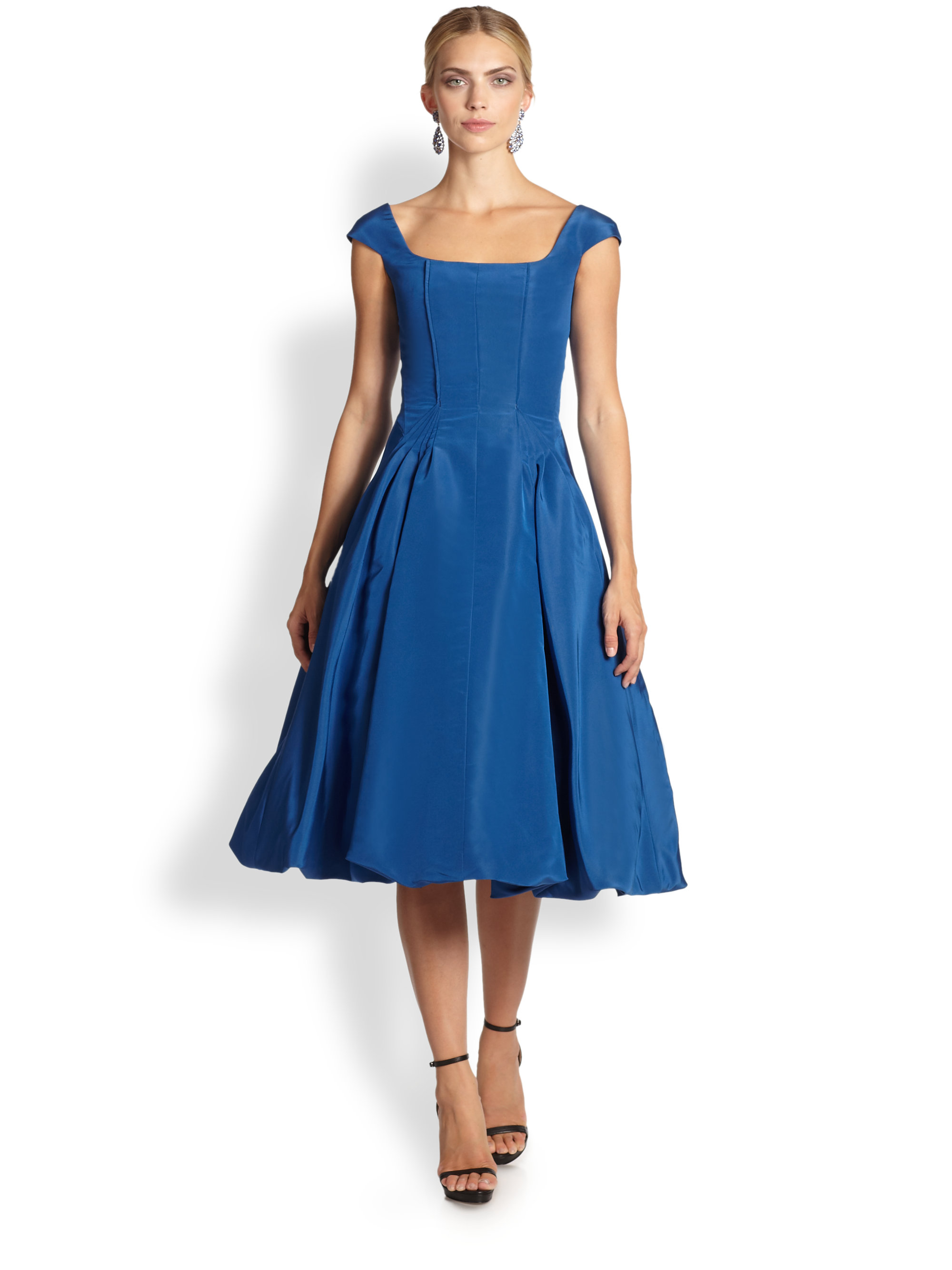 Oscar de la Renta Silk Faille Bubblehem Dress in Blue - Lyst