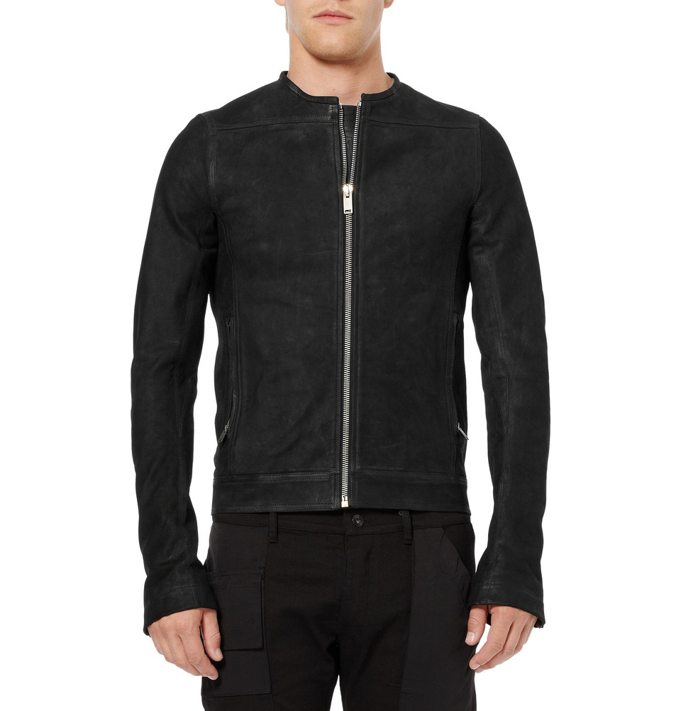 Lyst - Rick Owens Collarless Leather Jacket in Black for Men