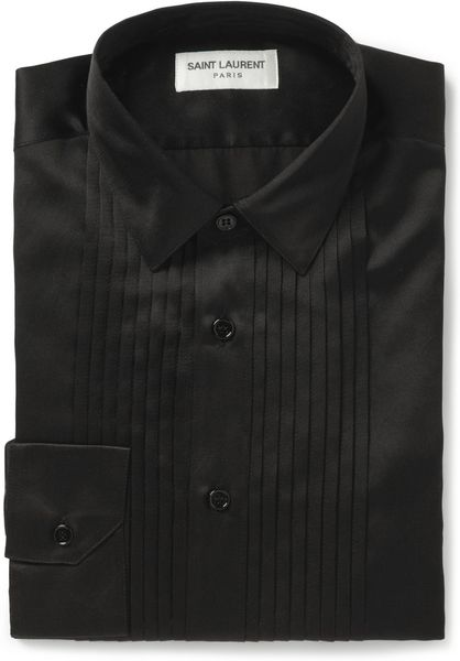 Saint Laurent Bib-Front Silk And Cotton-Blend Tuxedo Shirt in Black for ...