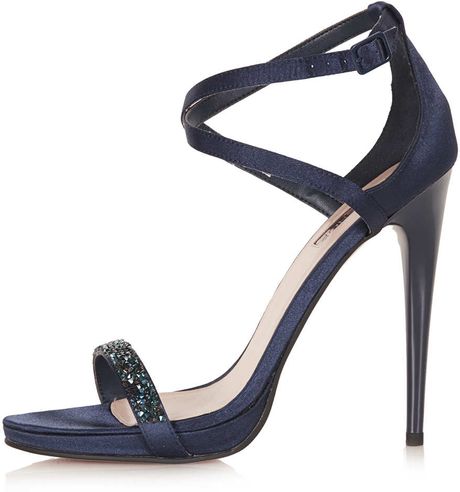 Topshop Razzle Glitter Sandals in Blue (NAVY BLUE) | Lyst
