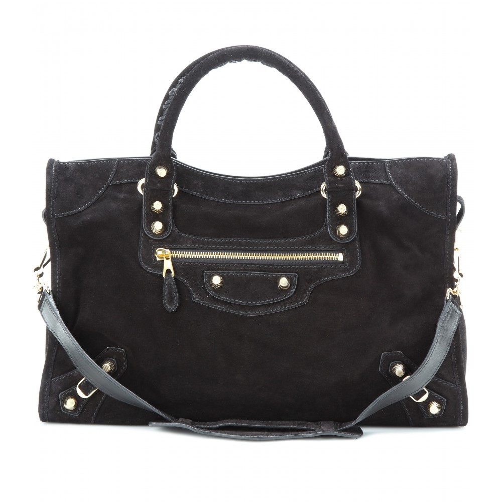 Balenciaga Giant 12 City Suede Tote in Black | Lyst