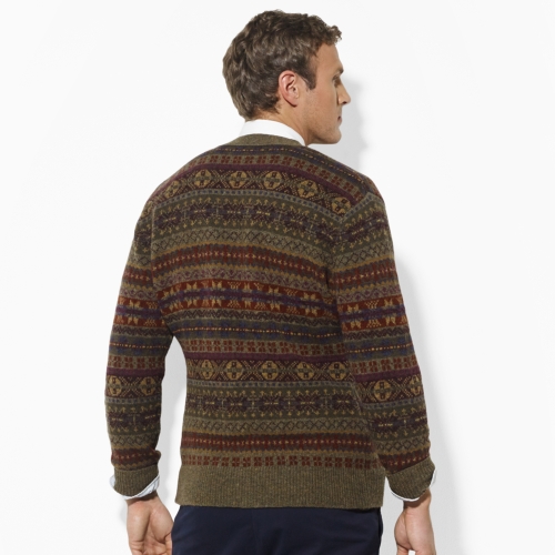 Lyst - Polo ralph lauren Fair Isle Vneck Cardigan in Green for Men