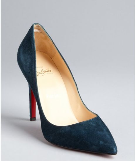 Christian Louboutin Dark Teal Suede Pigalle 100 Pointed Toe Pumps in ...