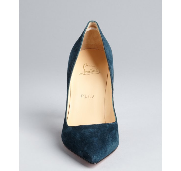 Lyst - Christian Louboutin Dark Teal Suede Pigalle 100 Pointed Toe ...