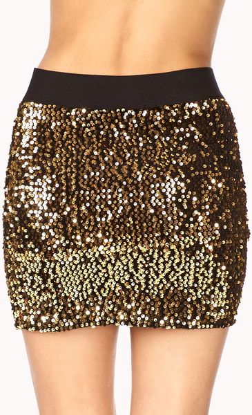 Forever 21 Showstopper Sequined Mini Skirt in Gold (Black/gold) | Lyst