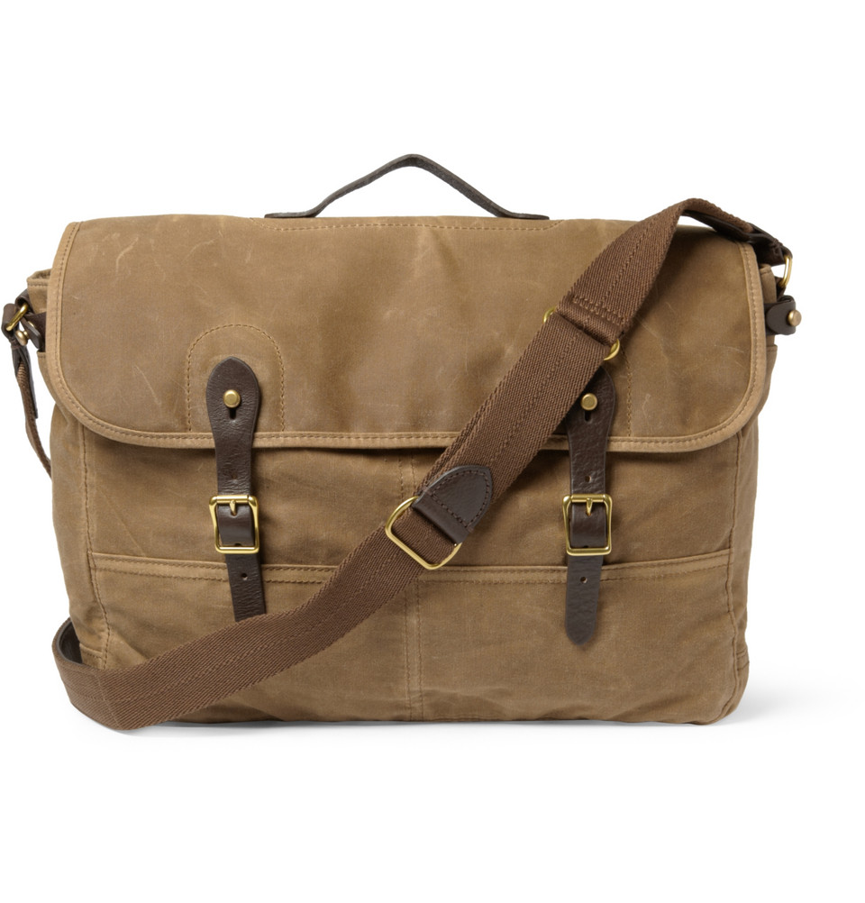 J.crew Abingdon Waxed Cottoncanvas and Leather Messenger Bag in Brown ...