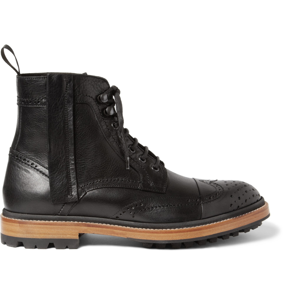 Lyst - Lanvin Leather Brogue Boots in Black for Men