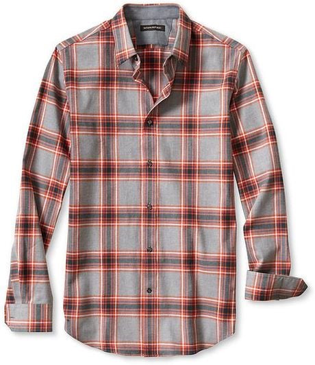 Banana Republic Slim Fit Bold Plaid Luxe Brushed Twill Shirt Red in Red ...