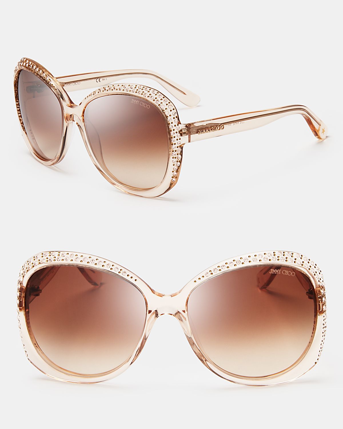 Lyst Jimmy Choo Lu Crystal Oversized Sunglasses In Natural 
