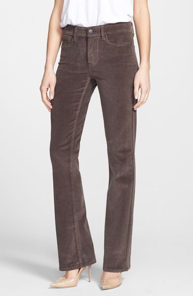 Nydj Barbara Stretch Corduroy Bootcut Jeans in Brown (Smokey Taupe) | Lyst