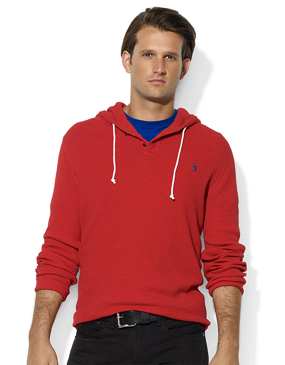 Polo Ralph Lauren Waffleknit Cotton Hoodie in Red for Men | Lyst