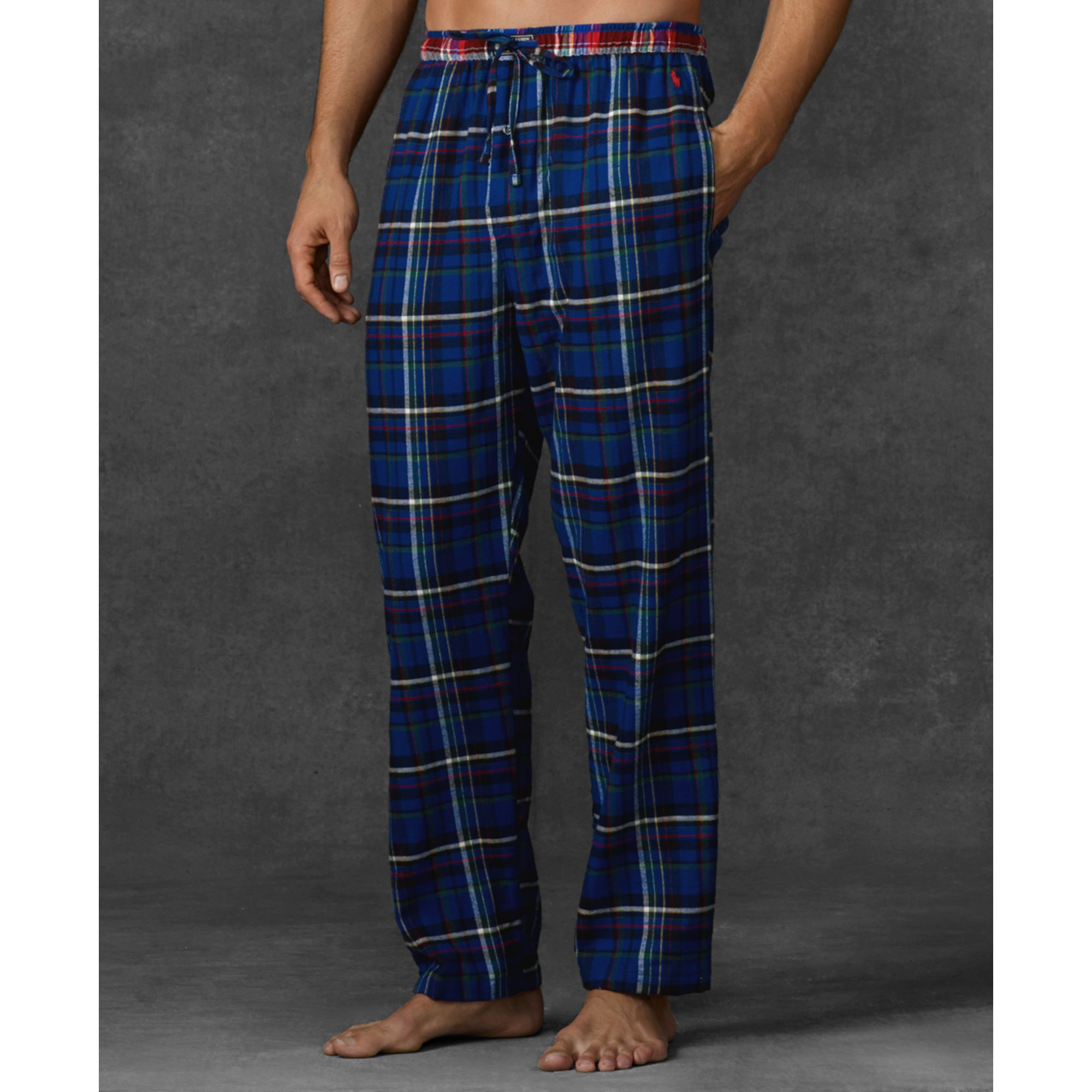 Lyst - Ralph Lauren Plaid Flannel Pants in Blue for Men