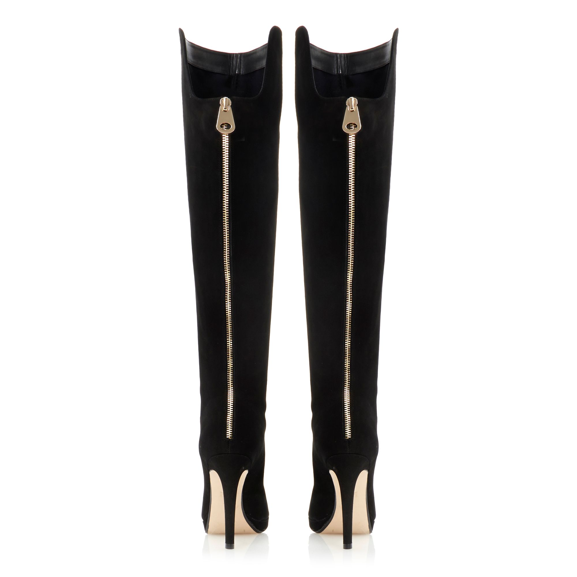 Dune Scissors Slim Platform Back Zip High Boots in Black | Lyst