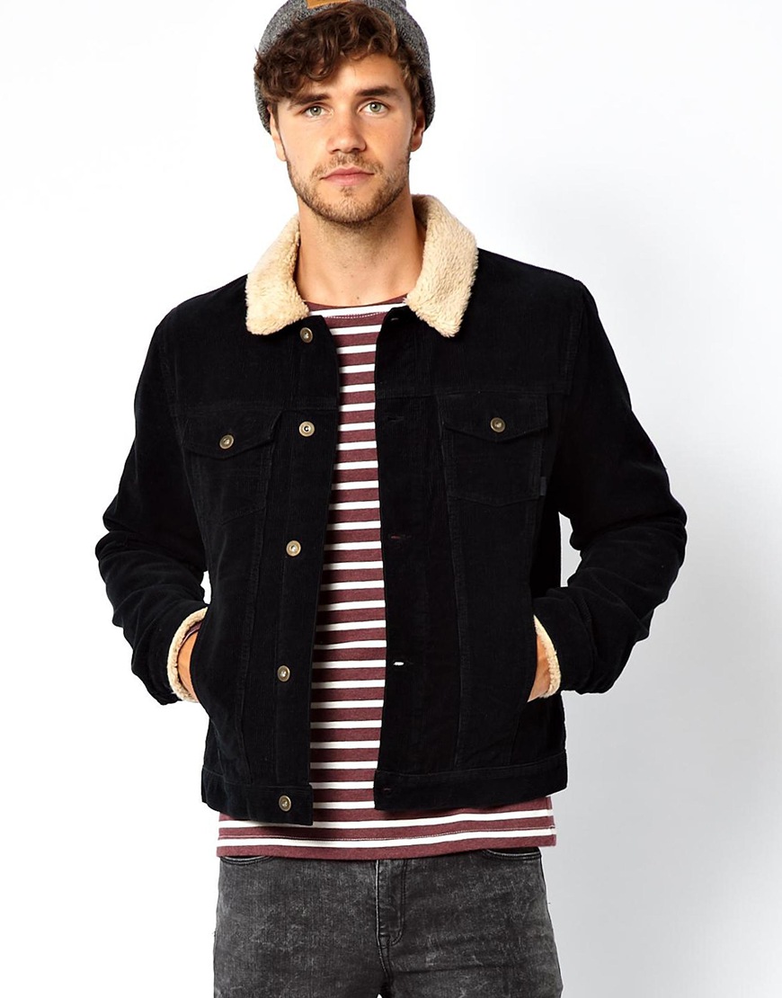 Lyst - Gossard Asos Cord Jacket with Borg in Black for Men