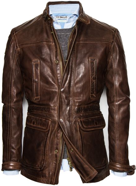 Mango Leather Field Jacket in Brown for Men (Chocolate) | Lyst