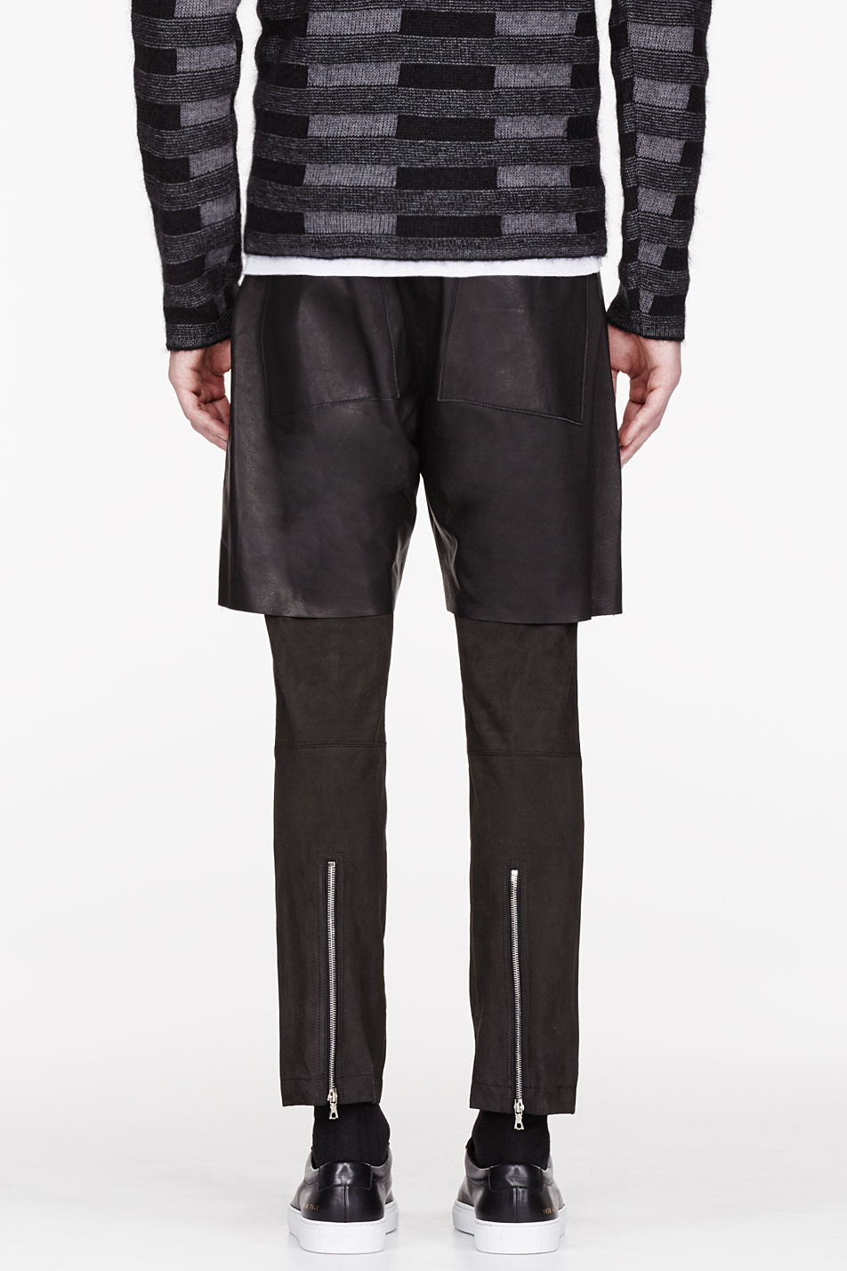 Sasquatchfabrix Leather and Suede Layered Pants in Black for Men | Lyst
