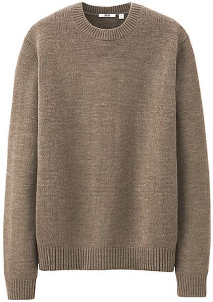 Uniqlo Heattech Crew Neck Sweater in Brown for Men | Lyst