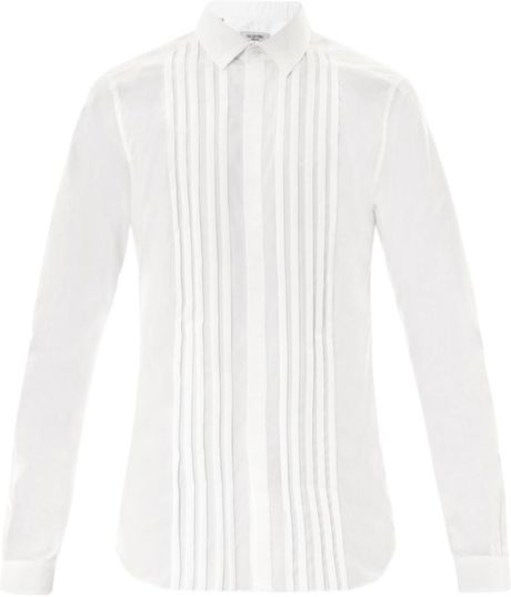 Valentino Pleat Front Dress Shirt in White for Men | Lyst