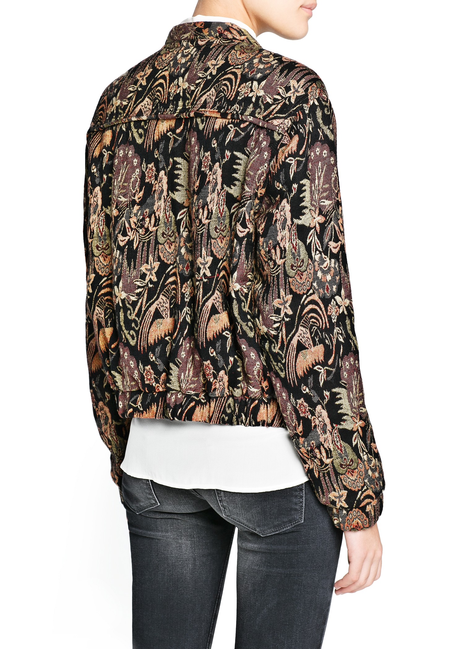 Lyst - Mango Tapestry Jacquard Jacket in Black