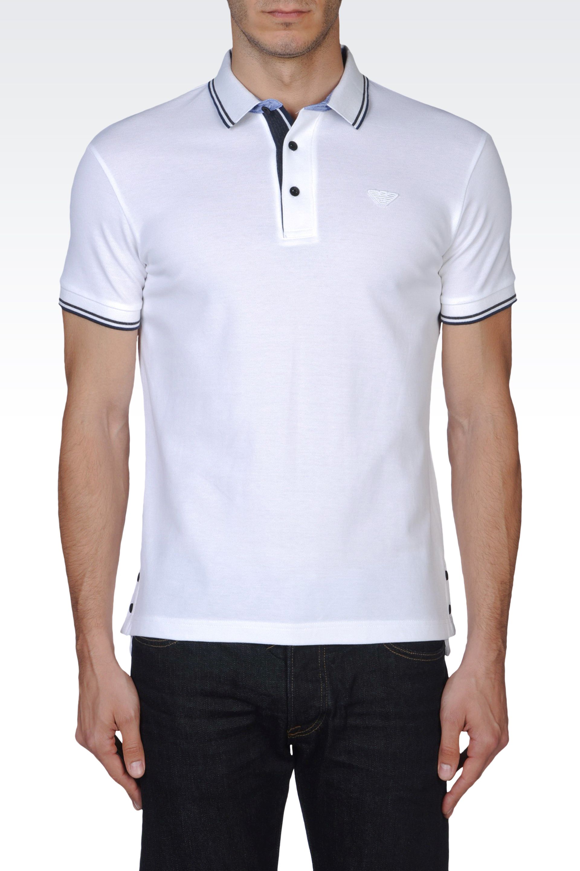 Emporio Armani Polo Shirt in Cotton Pique with Eagle Logo in White for ...
