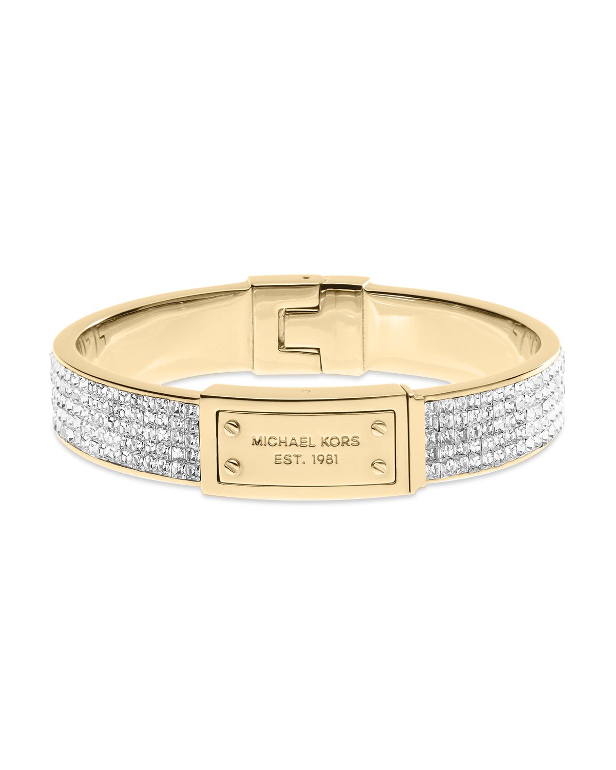 Lyst Michael Kors Square Pave Plaque Bangle Bracelet In White Gallery Previously Sold At Bloomingdale S Women Michael Kors Bangle