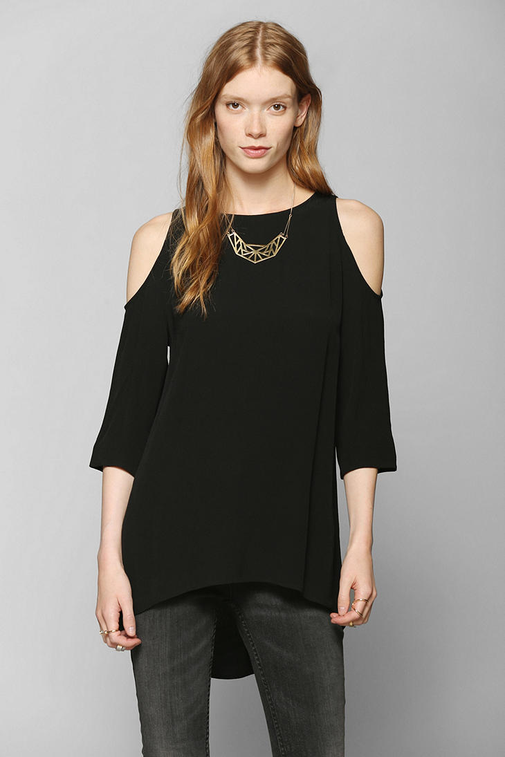 Lyst - Urban Outfitters Sparkle Fade Cold Shoulder Tunic in Black