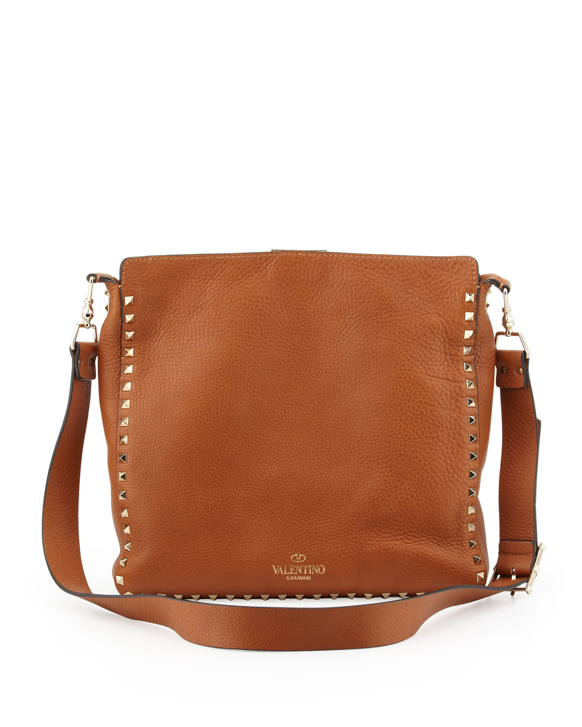 Lyst - Valentino Rockstud Medium Flip-lock Hobo Bag in Brown