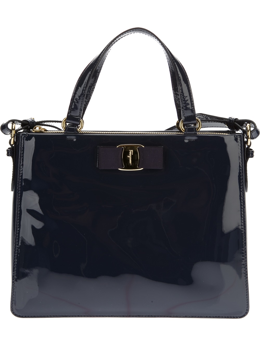 Lyst Ferragamo Tracy Patent Shoulder Bag in Blue