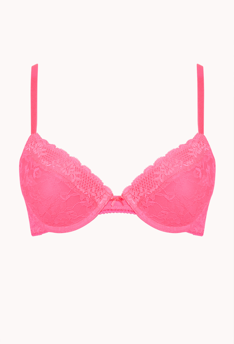 Forever 21 Lace Push-Up Bra in Pink (HOT PINK) | Lyst