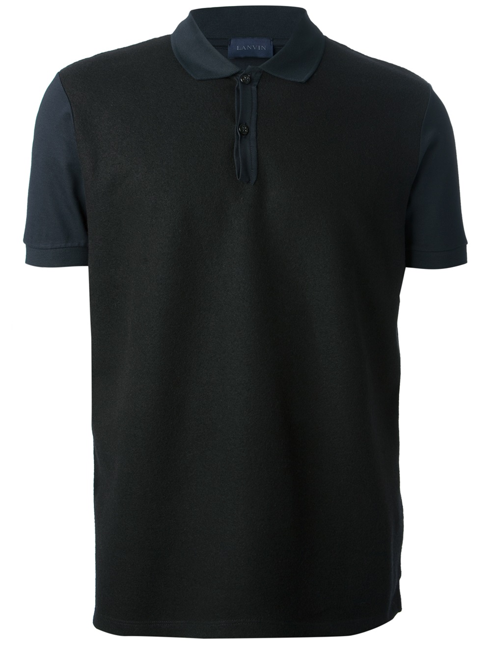 Lanvin Dual Fabric Polo Shirt in Blue for Men | Lyst