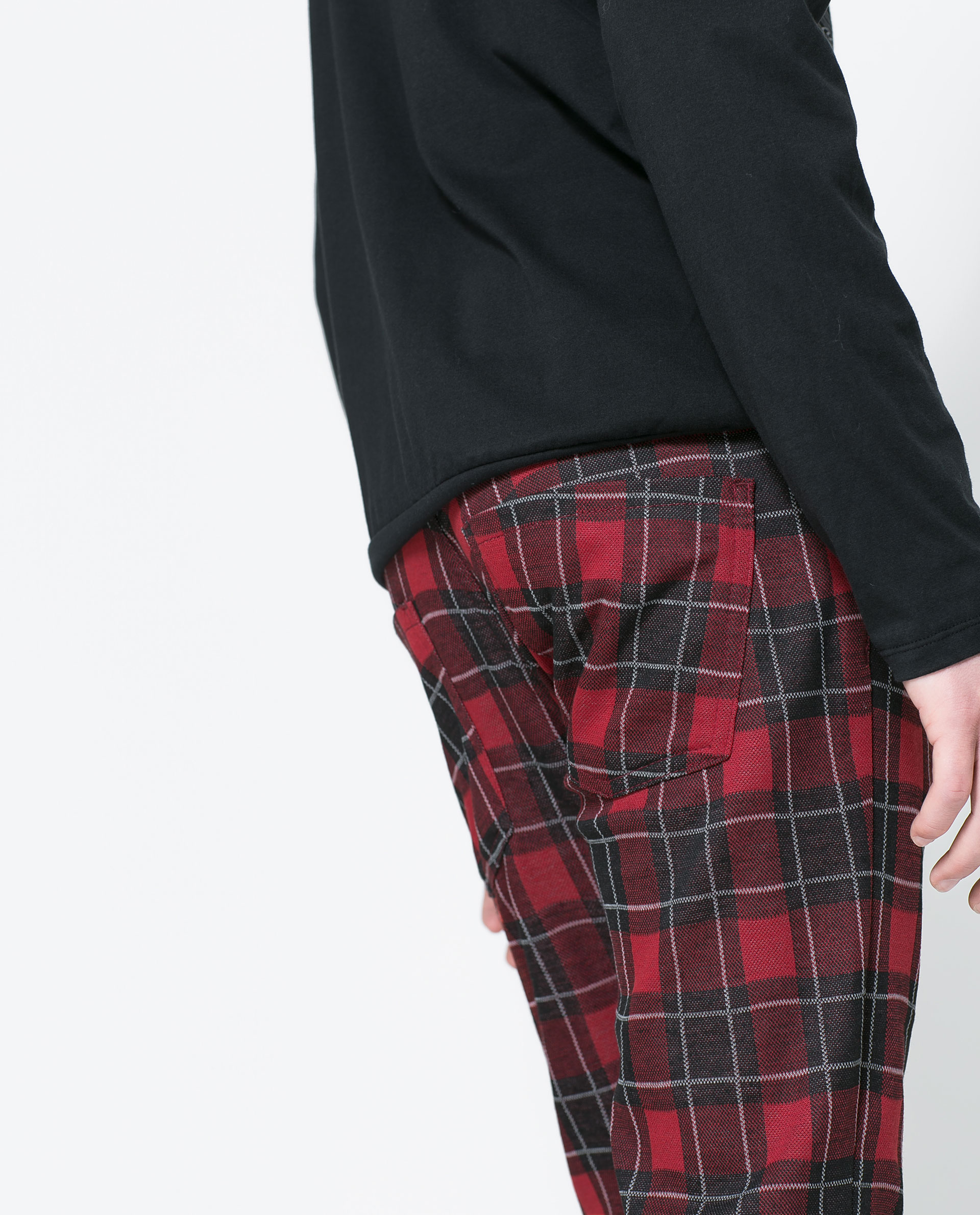 zara checked wide leg trousers