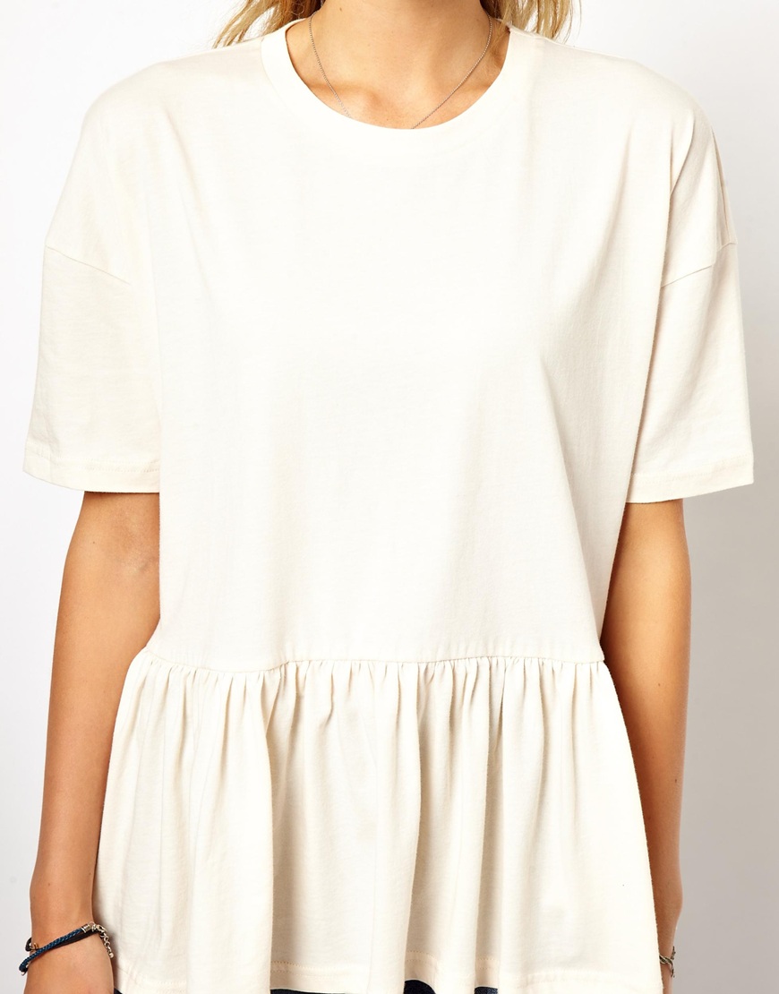 Just female Asos Peplum Top in Natural Lyst