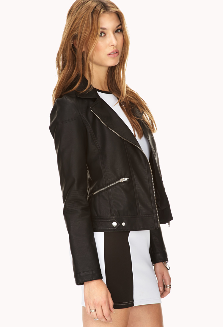 Lyst - Forever 21 Sleek Faux Leather Jacket in Black