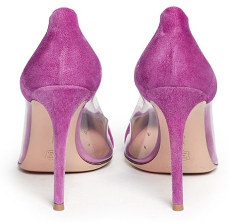 Gianvito Rossi Clear Pvc Suede Pumps in Purple | Lyst