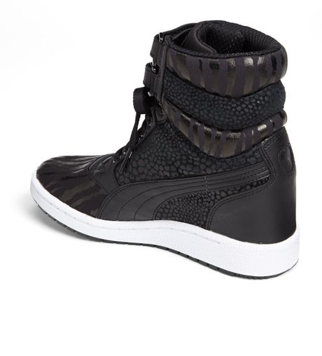 Puma Sky Wedge Reptile Sneaker in Black | Lyst