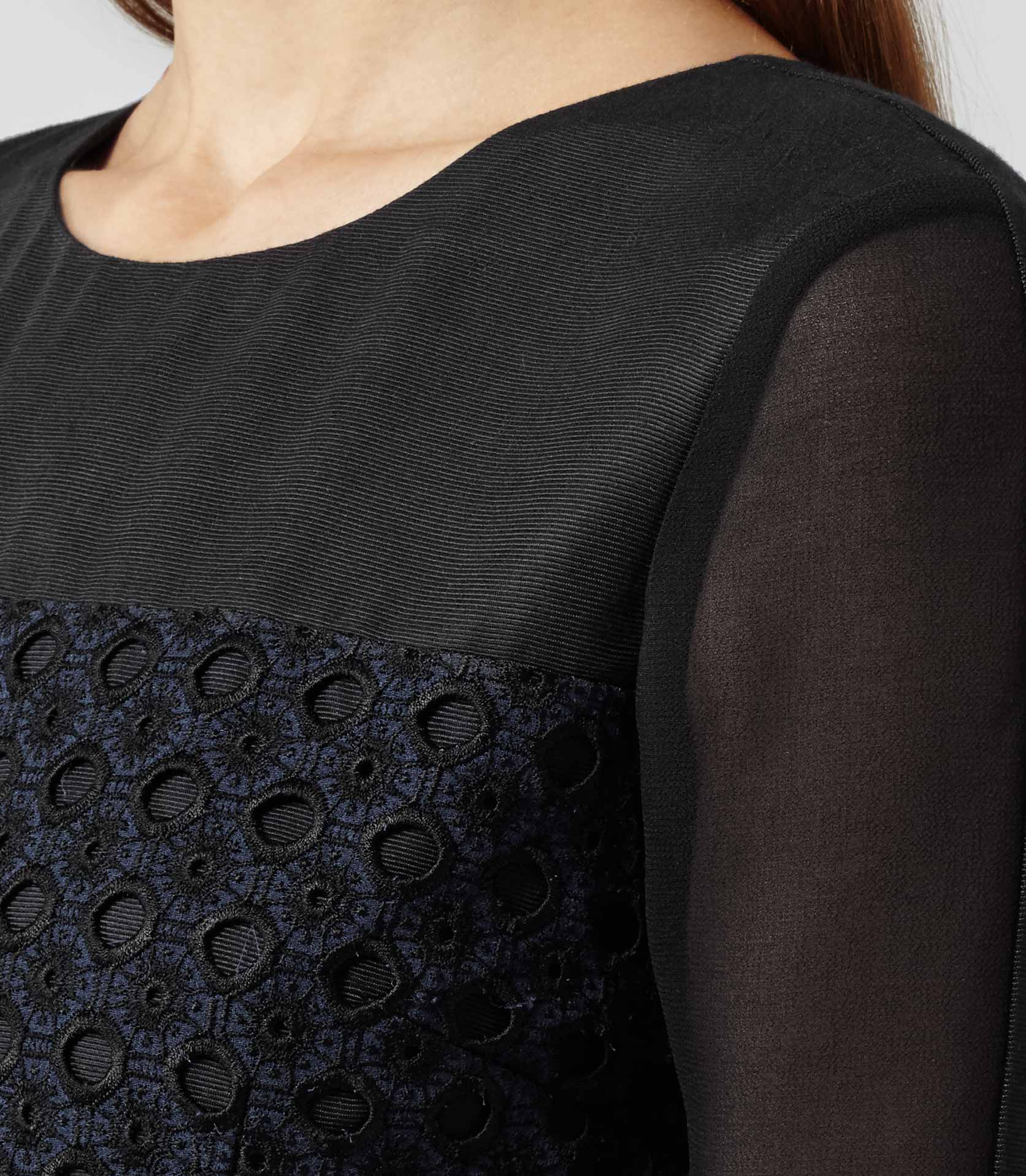 Lyst Reiss Saffron Sheer Sleeve Fit and Flare Dress in Blue