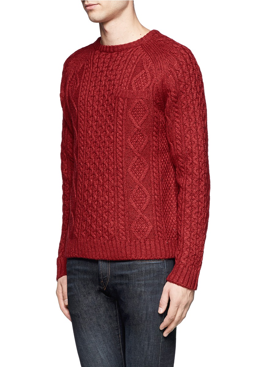 Lyst - Saturdays Nyc Keith Cable Knit Sweater in Red for Men