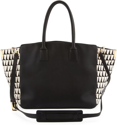 Time's Arrow Jo Graphic Calf Hair Tote Bag with Pocket in Black | Lyst