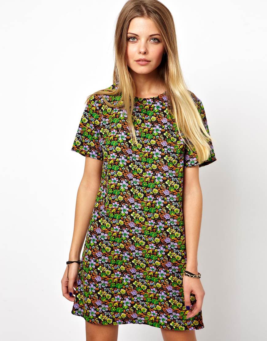 Lyst - Asos Reclaimed Vintage Shift Dress in Ditsy Floral Print