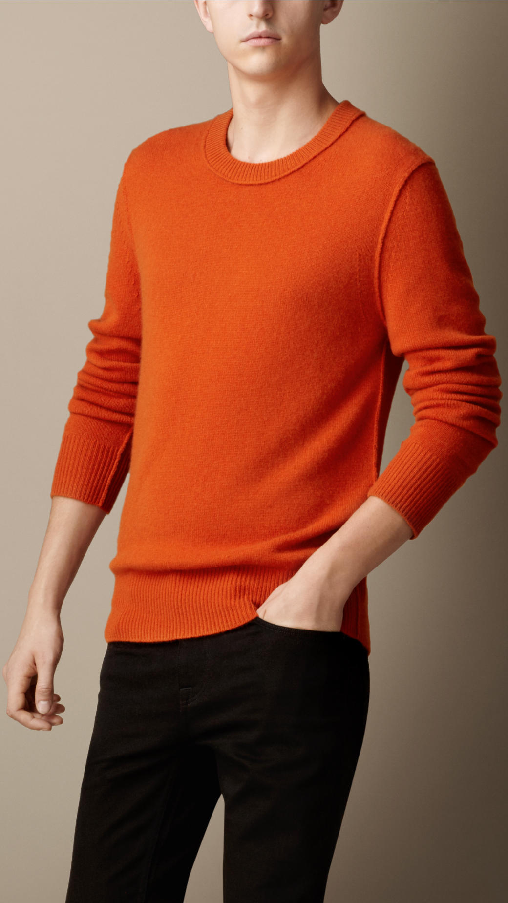 Lyst - Burberry Elbow Patch Cashmere Sweater in Orange for Men