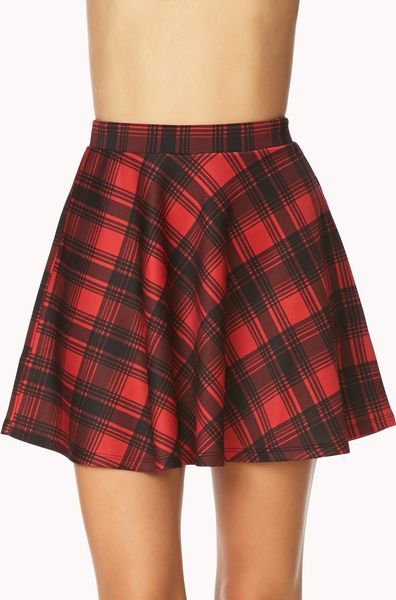 Forever 21 Grunge Plaid Skater Skirt in Red (Red/black) | Lyst