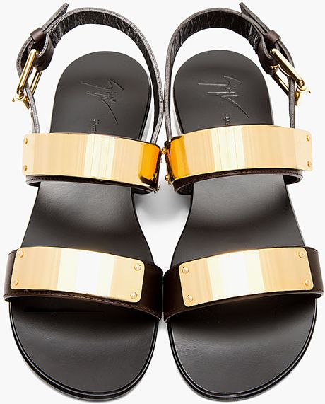 Giuseppe Zanotti Dark Brown Leather Gold_plated Sandals in Brown for ...