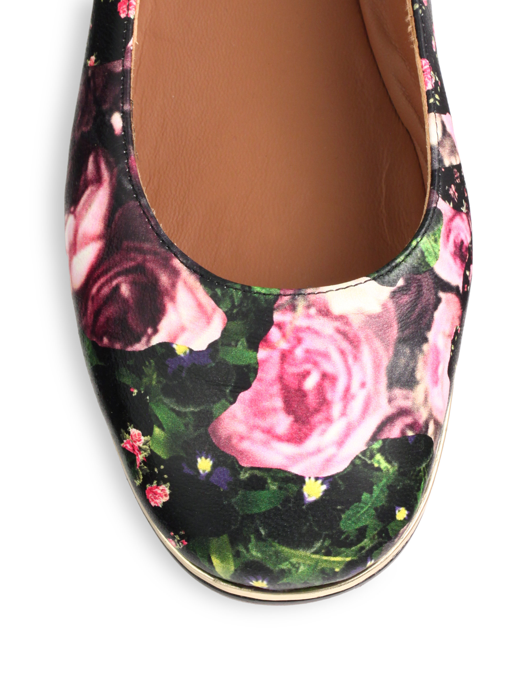 Lyst - Givenchy Rose Camouflageprint Leather Ballet Flats in Black
