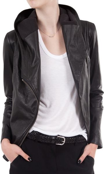 Helmut Hooded Leather Jacket in Black (Black ) | Lyst
