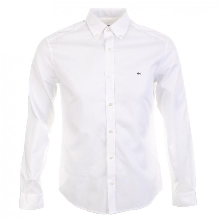 Lyst - Lacoste Long Sleeved Woven Shirt in White for Men