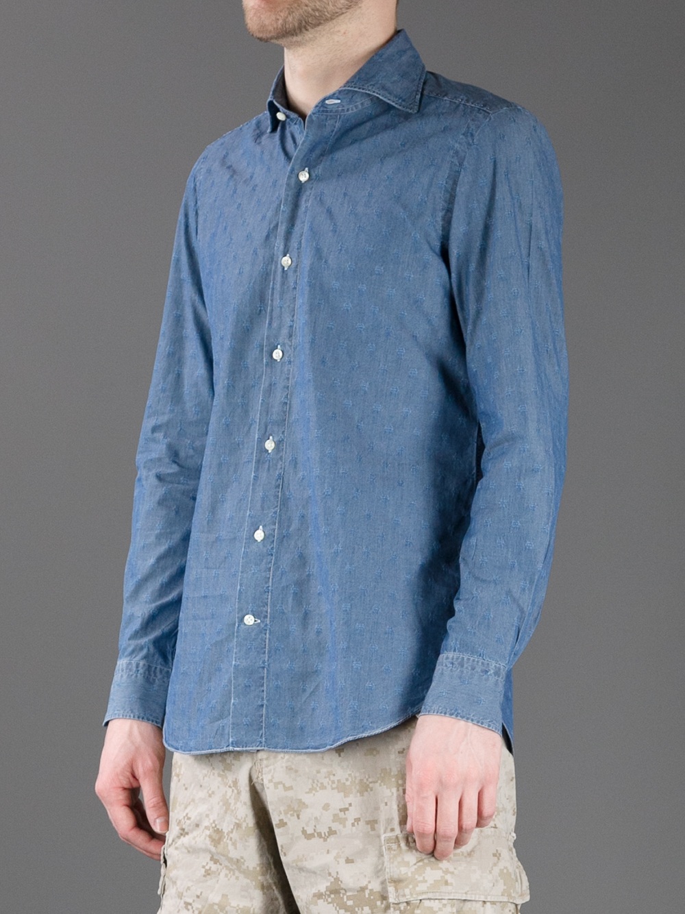Vincenzo di ruggiero Stitch Detail Shirt in Blue for Men | Lyst