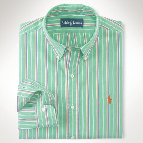 Polo Ralph Lauren Custom Striped Oxford Shirt in Green for Men | Lyst