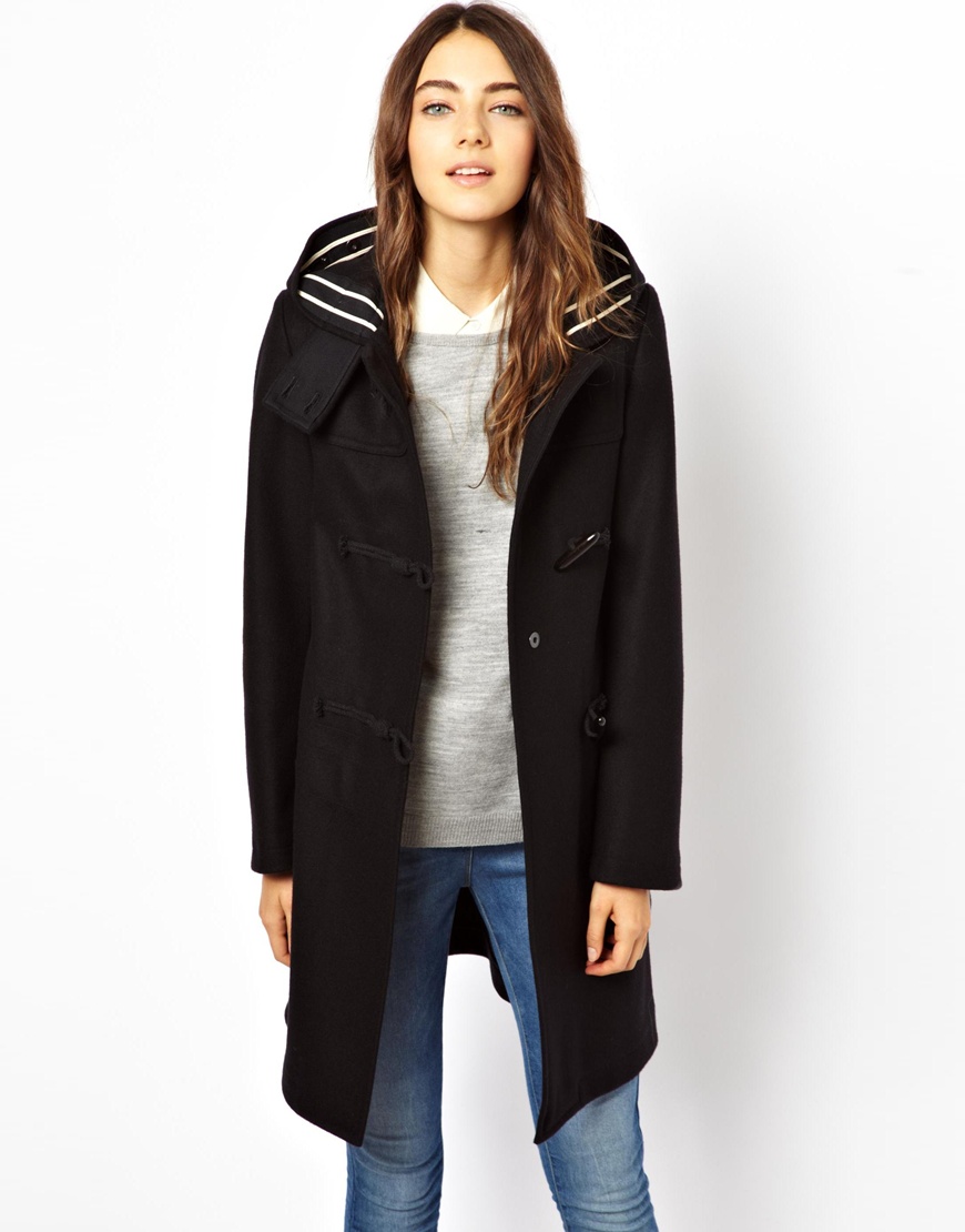 Lyst - Gloverall Naval Duffle Coat in Black